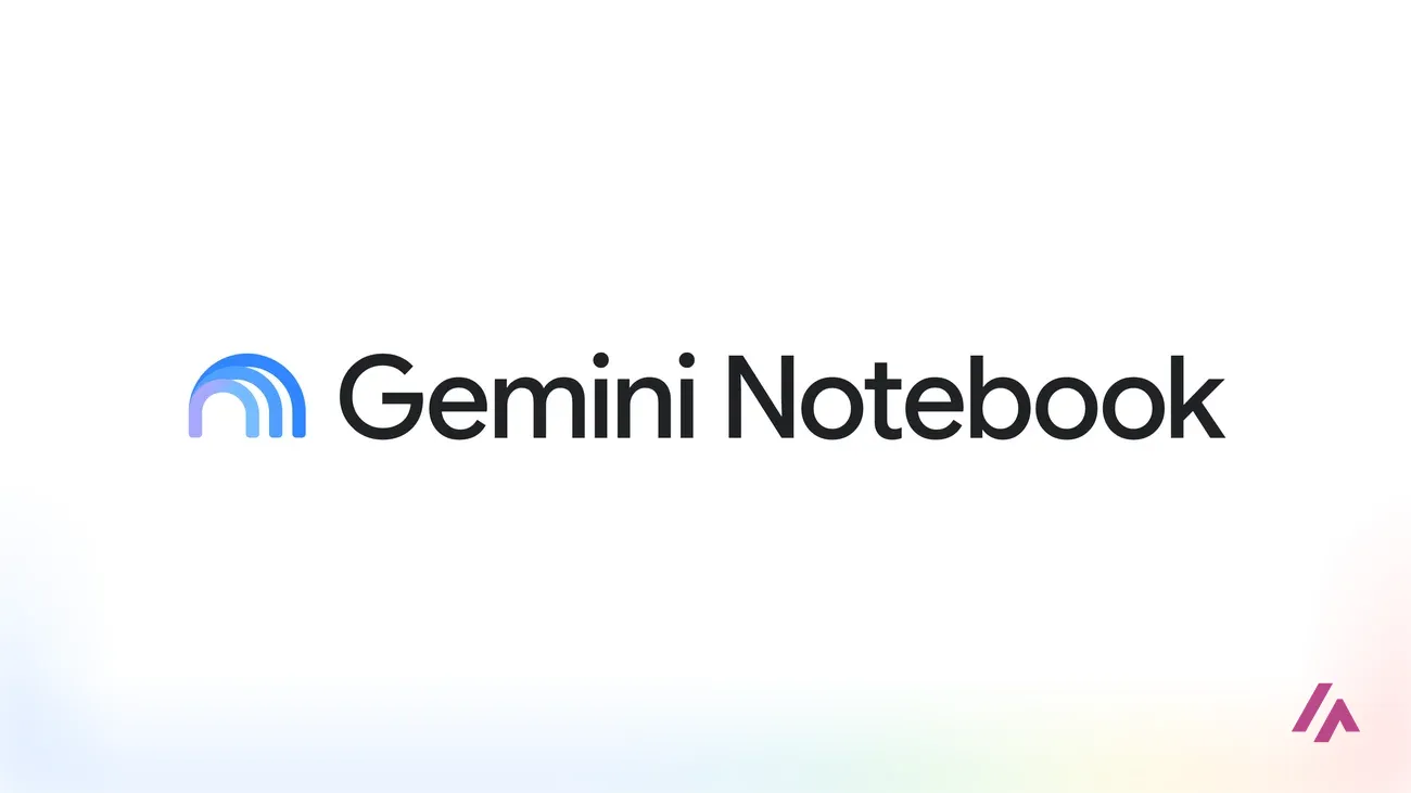 The Gemini Notebook logo, a blue arc symbol, next to the words Gemini Notebook on a white background