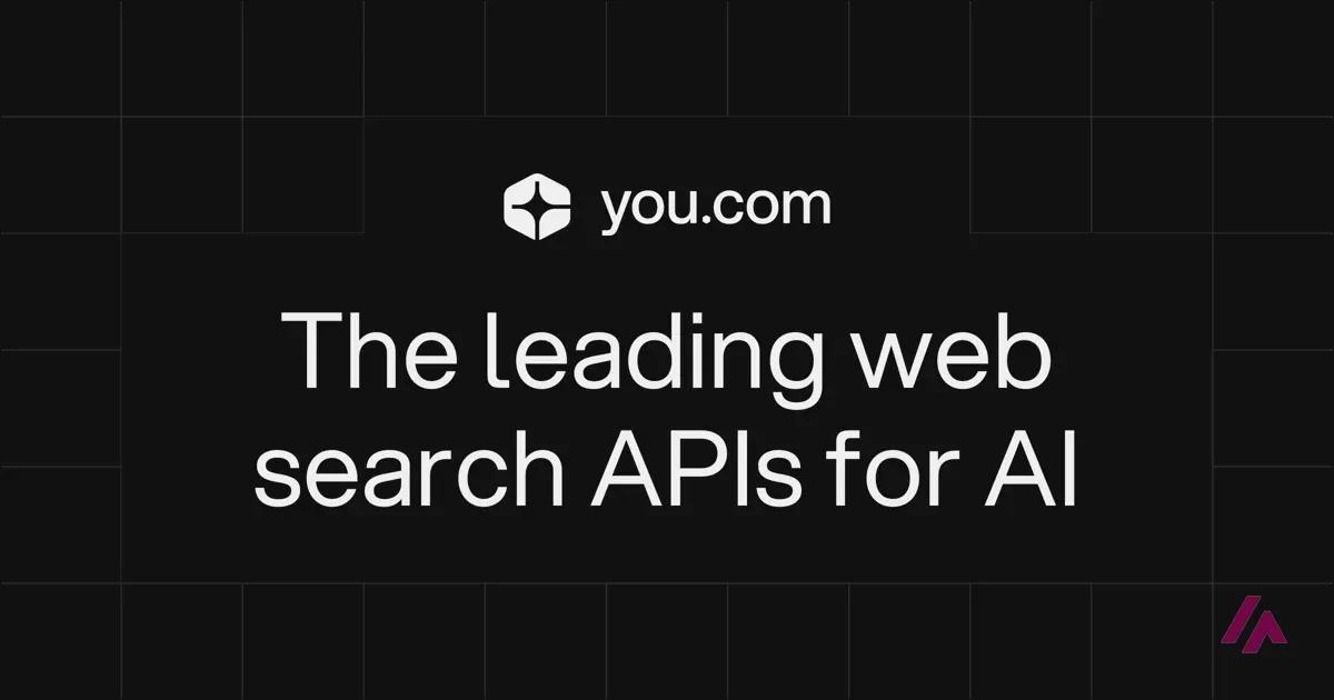 The you.com logo above the words The leading web search APIs for AI, in white on a black background