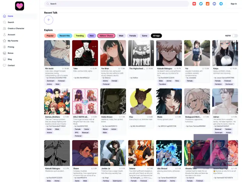 Screenshot of CrushOn website